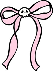 Cute Spooky Halloween Ribbon bow pink cartoon hand drawn doodle