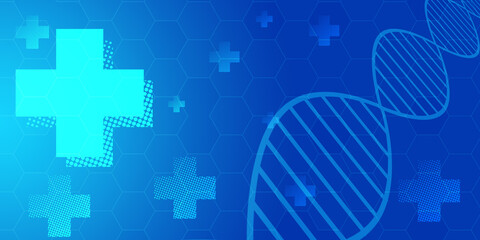 Medical concept background. Gene and Plus Sign with hexagon grid