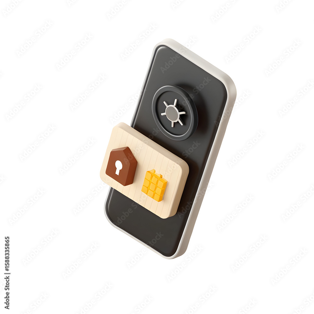 Poster mobile security vault app isolated on a transparent background