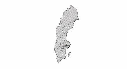 Obraz premium Detailed outline map of Sweden showcasing its regions and borders, perfect for geographical studies and presentations.
