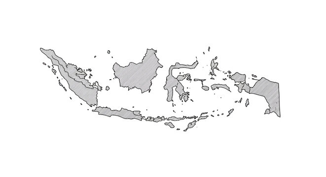 Geographic Outline A Detailed Map of Indonesia's Archipelago and Islands, Perfect for Travel and Educational Projects