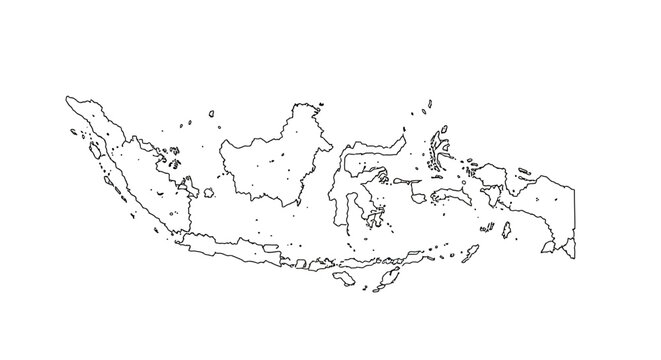 Outline Map of Indonesia Vector Illustration for Geography Resources and Design Projects