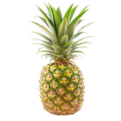 Obraz premium Fresh pineapple, vibrant green leaves, light yellow-gold rind, and textured scales