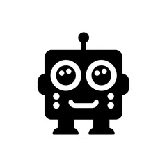 Obraz premium a square-headed robot with black and white blinking eyes without shadows