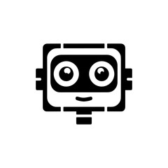 Fototapeta premium a square-headed robot with black and white blinking eyes without shadows