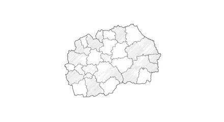 Obraz premium Detailed Outline Map of North Macedonia, Highlighting Regional Divisions and Geographic Layout for Educational Resources