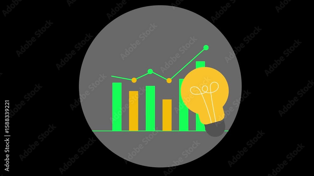 Poster financial and business analytics illustrated with animated bar and line graphs. animated bar chart a