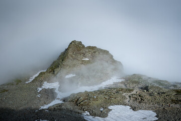 Bula pod Rysami, a flat rocky outcrop on the way to Rysy in the High Tatras.
