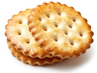Round thin circular cracker isolated on a white background.