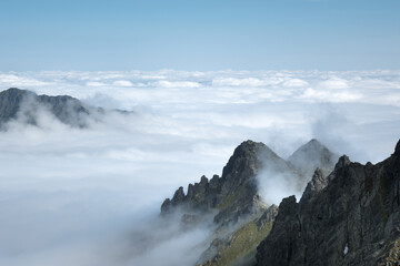 Above the clouds, mountain landscape, Tatra Mountains.
