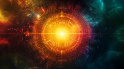 Fototapeta premium Abstract circular cosmic background with radiant light and vibrant colors