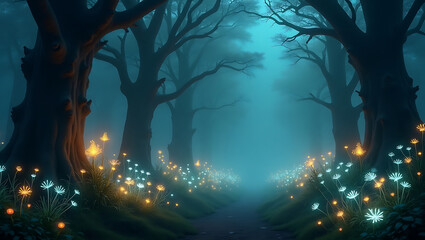 Bioluminescent Enchanted Forest