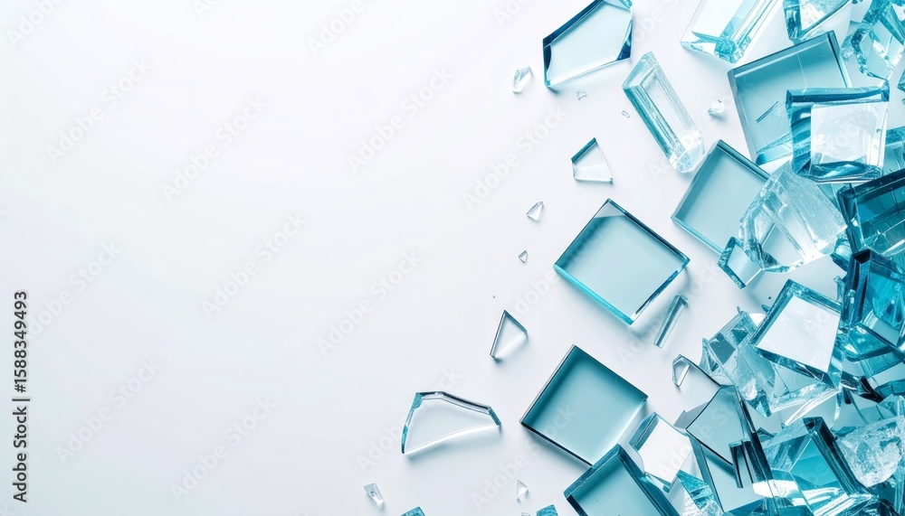 Poster Abstract shattered glass pieces background with empty space for text