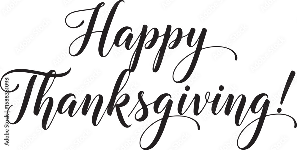 Poster vector art of happy thanksgiving text in elegant script lettering