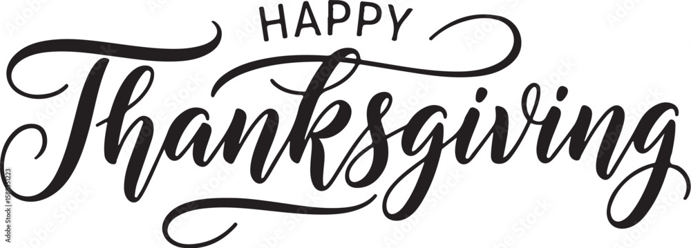 Aufkleber vector art of happy thanksgiving text in elegant script lettering
