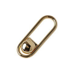 Gold safety pin on transparent background