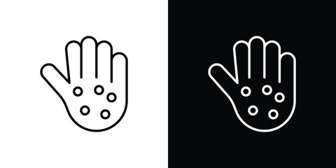 Rash hand icon. Thin linear web icons