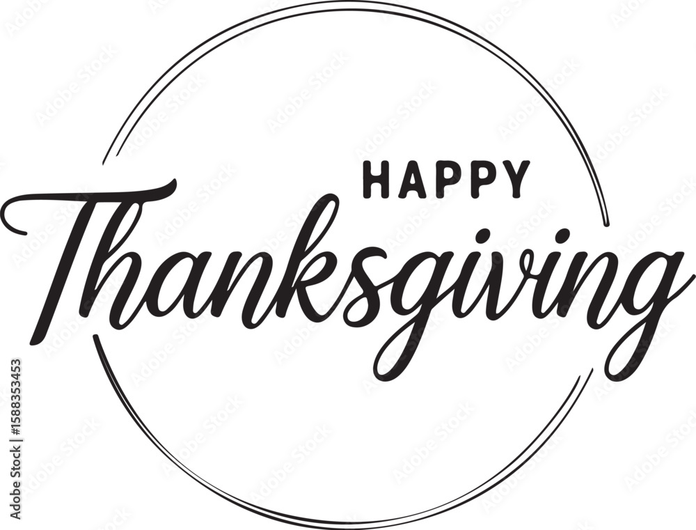 Poster vector art of happy thanksgiving day text in a circular frame