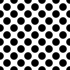 Seamless Black Polka Dot Pattern on White Background