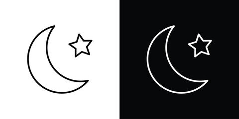 Moon and star icon. Thin linear web icons