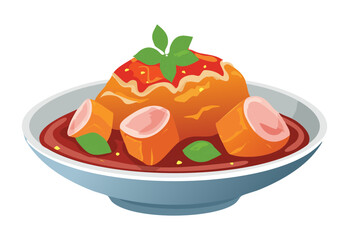 Rich Braised Meat Sauce - Vector Illustration