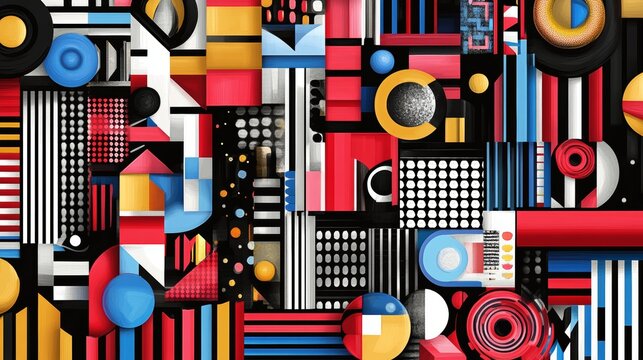 Geometric Composition in Primary Colors, A Dynamic Abstract Design