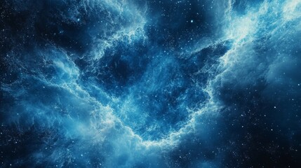 Fototapeta premium Azure Nebula Dreamscape: Celestial Clouds and Glimmering Starfield Exploration