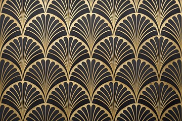 Elegant Gold and Black Art Deco Fan Pattern Background