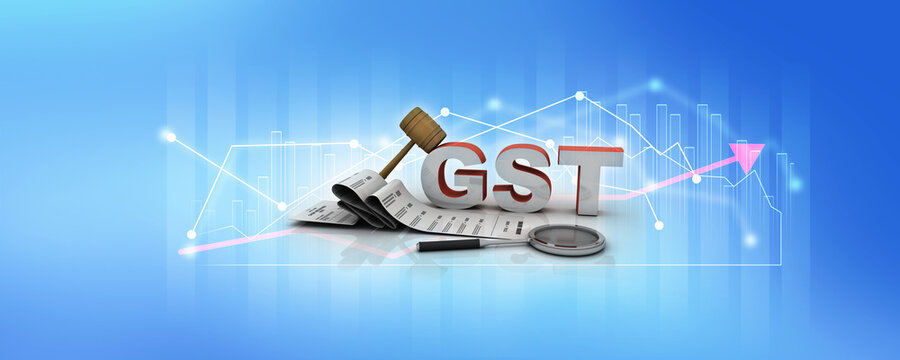 3d rendering GST Tax India with business graph
