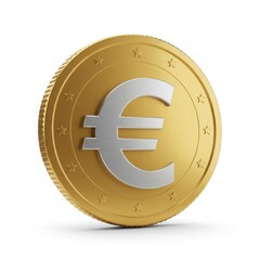 Obraz premium Gold Euro Coin with Silver Symbol and Stars currency