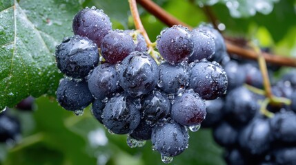 Fresh grapes on the vine