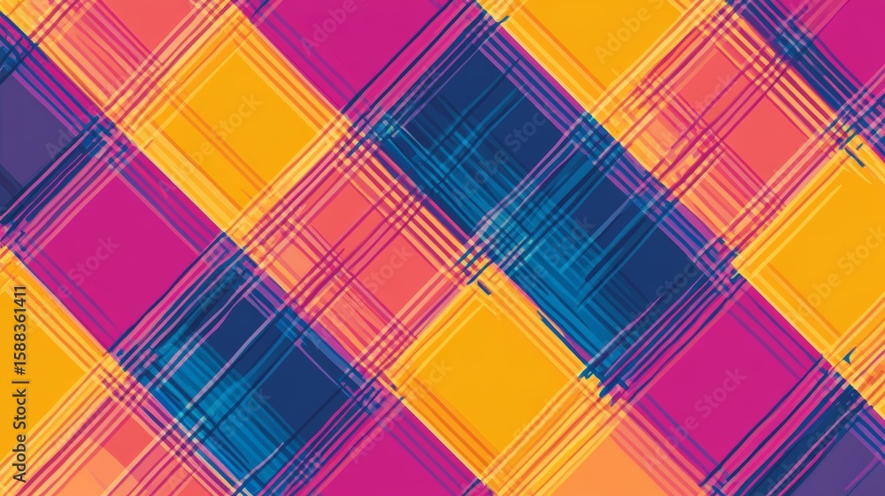 Poster dynamic colorful plaid pattern design creates a visually stunning display