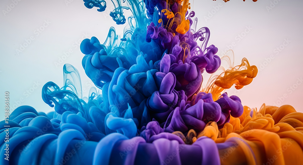 Aufkleber colorful ink swirling and mixing together in water creating abstract shapes and patterns in motion -