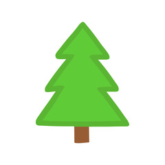 Fototapeta premium Simple Green Christmas Tree Illustration on White Background: A Cheerful Holiday Season Graphic