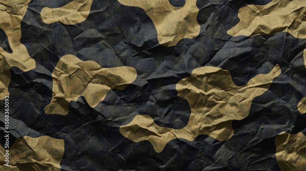 Poster textured camouflage pattern background with a distressed and crumpled paper effect