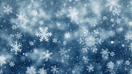 Fototapeta premium Elegant winter themed background featuring softly falling snowflakes