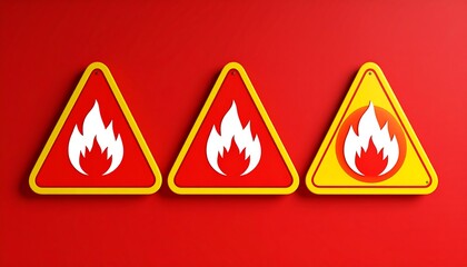 Three fire hazard warning signs