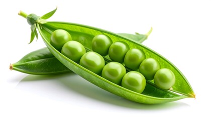 Fresh green peas in a pod, vibrant and glossy