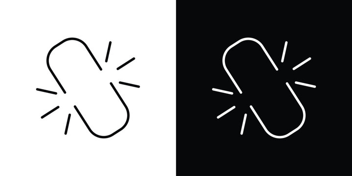 Broken link icon. Thin linear web icons