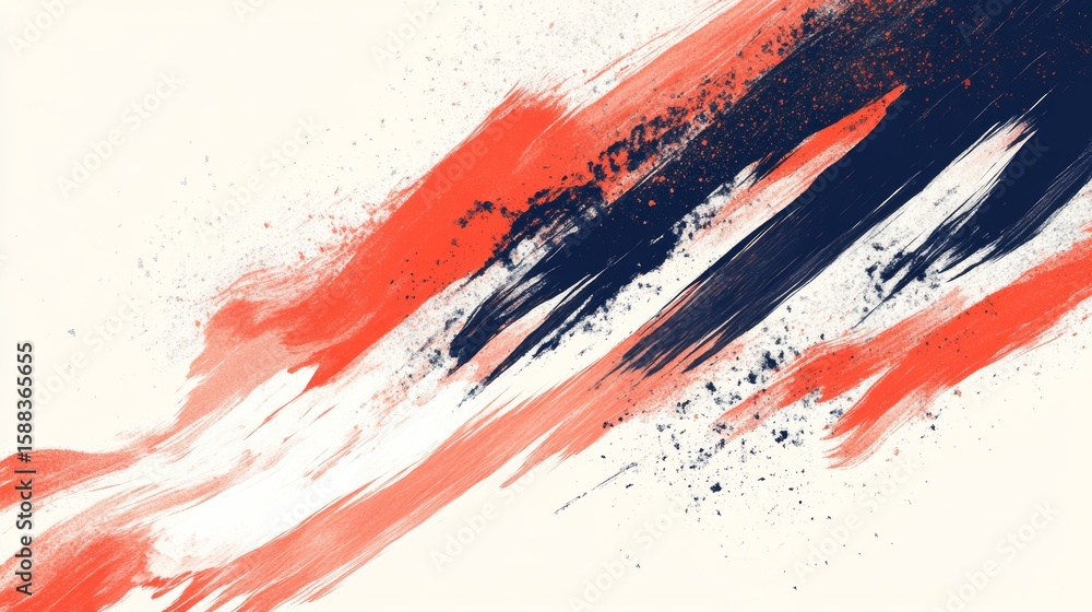 Poster abstract brush strokes with dynamic color on a clean background