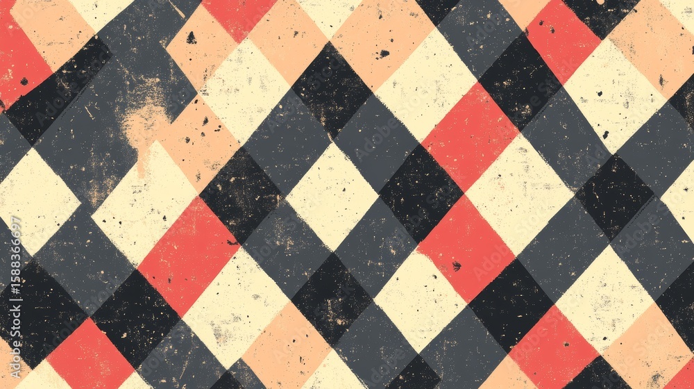Poster grungy diamond pattern background with retro colors for unique surface designs