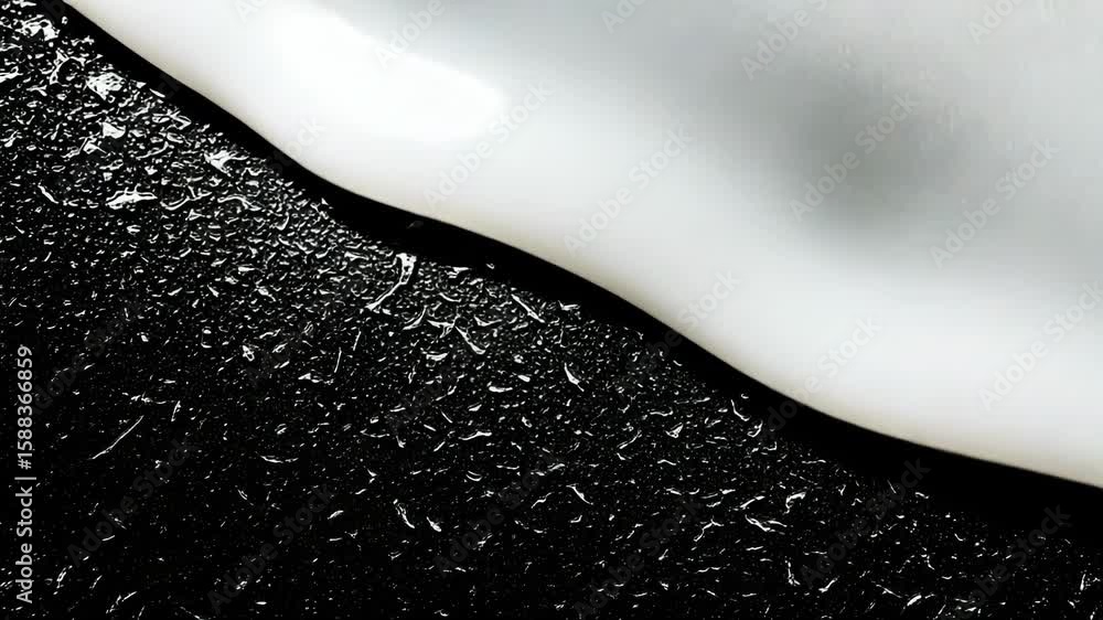 Poster close up of water droplets on a dark, textured surface creating an abstract and wet background