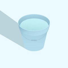 Illustration vector graphic of isometric water in blue bucket. 