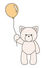 かわいい猫のぬいぐるみのベクターイラスト。ねこ、アイコン、風船