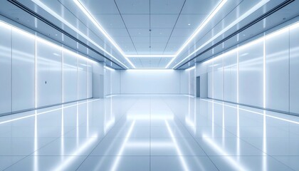 Obraz premium Modern and Minimalist Interior Space with Futuristic Lighting Design