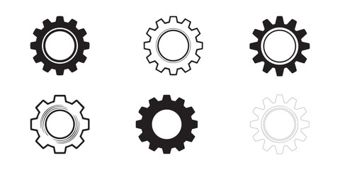 gear settings icon set silhouette vector illustration