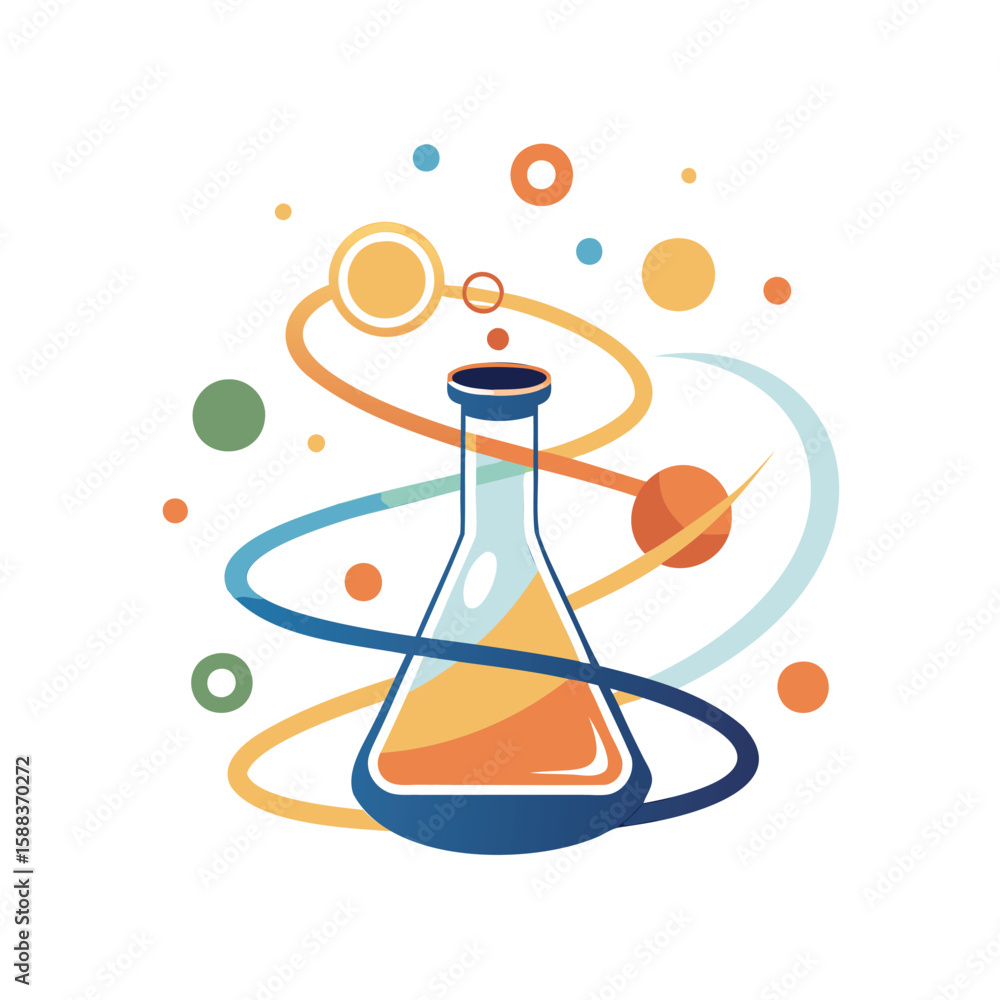 Poster modern minimalist flask or beaker symbol for innovation and science concepts