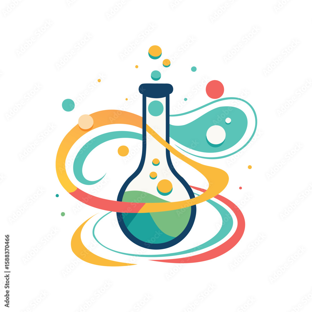 Poster modern minimalist flask or beaker for science and innovation concepts