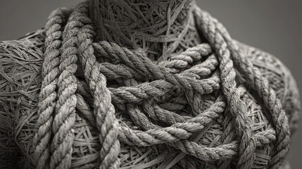 Artistic representation of bondage with textured rope art.
