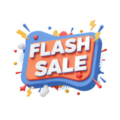 Vibrant flash sale promotion with bold typography and dynamic elements against a transparent background, conveying a sense of urgency and excitement.
